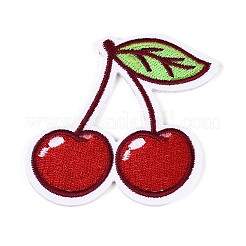 チェリーアップリケ  機械刺繍布地手縫い/アイロンワッペン  マスクと衣装のアクセサリー  クリムゾン  57.5x62x1.5mm&nbsp;DIY-N007-08