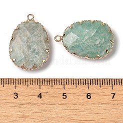 天然アマゾナイトのファセットペンダント  金色の真鍮製卵チャーム  26.5x17.5x5.5mm  穴：1.6mm&nbsp;G-Q169-01G-02