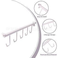5フックの鉄製フック  スーパーマーケットの棚のアクセサリー  ホワイト  92x413x28mm  穴：6mm&nbsp;AJEW-WH0696-511A
