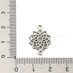 チベットスタイルの合金コネクタチャーム  カドミウムフリー＆鉛フリー  花  アンティークシルバー  20x13.5x1mm  穴：1.4mm  約109個/500g&nbsp;FIND-G078-24AS
