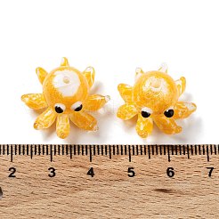 手作りランプワークビーズ  エナメル  タコ  オレンジ  13.5~15x20.5~24.5x21.5~24.5mm  穴：1.6~2mm&nbsp;LAMP-H065-03B