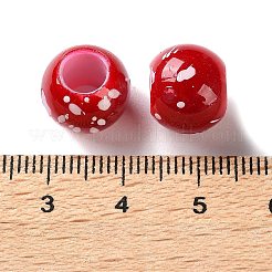 スプレー塗装されたABSプラスチック製のヨーロッパのビーズ  大穴ビーズ  ラウンド  ファイヤーブリック  12x10mm  穴：6mm  約720個/500g&nbsp;KY-G033-01B-04