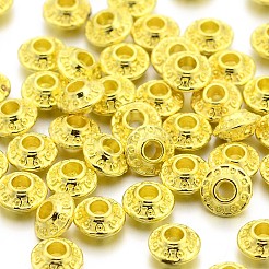 チベット風合金スペーサービーズ  双円錐形  ゴールドカラー  鉛フリー＆カドミウムフリー＆ニッケルフリー  6.5x3.5mm  穴：2mm&nbsp;K091T012