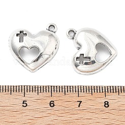 合金ペンダント  空洞化した心  クロスチャーム  ハート  20x19x5mm  穴：1.8mm&nbsp;ENAM-S022-05P