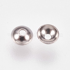 変色しにくい無花果201ステンレススチールビーズキャップ  ステンレス鋼色  3x1mm  穴：0.8mm&nbsp;STAS-L205-13A