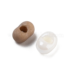 ガラスビーズ  オーバル  DIYブレスレットアクセサリー  ホワイト  4x3x2mm  穴：0.8mm&nbsp;GLAA-U003-01N