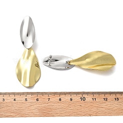 真鍮製ダングルスタンドピアス  涙滴型ツートンオーバル  プラチナ·ゴールデン  68x23mm&nbsp;EJEW-S262-07GP