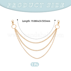 合金ツイストチェーン1個、3層チェーンベルト、女性・男性用  ゴールドカラー  505mm&nbsp;AJEW-CY0002-25G