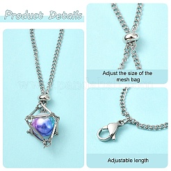 6個 2色 304ステンレススチール製マクラメポーチペンダントデコレーション  カニカン付き  ゴールデン·ステンレス鋼色  90mm  3個/カラー&nbsp;HJEW-YW00203