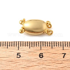 925スターリングシルバーボックスクラスプ  丸カン付き  オーバル  1連  2穴  ゴールドカラー  4mm  穴：14.5x7x5.5mm&nbsp;STER-S013-04G