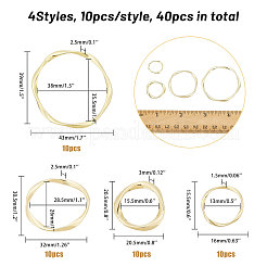 40種類のスタイルの合金リンクリング4個  ツイストリング  ゴールドカラー  16~43x15.5~39x1.5~3mm  内径：13~38x13~35.5mm  10個/スタイル&nbsp;FIND-CA0008-97