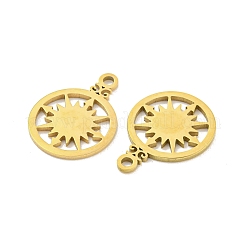 304ステンレスペンダント  レーザー切断  スターチャーム付きフラットラウンド  14KGP本金メッキ  16.5x12x1mm  穴：1.5mm&nbsp;STAS-P356-05G