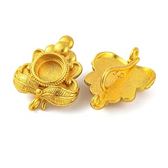 丸いトレイ付き花型真鍮ピアスフック  鉛フリー＆カドミウムフリー  ゴールドカラー  25x19mm  穴：2~2.5mm  ピン：1mm&nbsp;KK-G502-21G