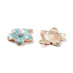 亜鉛合金エナメルペンダント  花  ゴールドカラー  ライトスカイブルー  16.5x14.5x2.5~3mm  穴：1.5mm&nbsp;PALLOY-I124-10G-E
