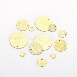 真鍮チャーム76個、4サイズ  フラットラウンド  24KGP本金メッキ  6~20x0.5~1mm  穴：1.2~1.4mm&nbsp;KK-BC0002-67