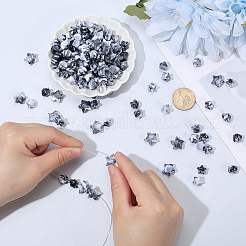 300個2スタイルアクリルビーズ  スター  天然石風  ブラック  11~14x11~15x7~10mm  穴：2mm&nbsp;OACR-PA0001-72