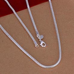 男性のためのシンプルなシルバーカラーメッキ真鍮スネークチェーンネックレス  カニカン付き  20インチ  3mm&nbsp;NJEW-BB12736-20