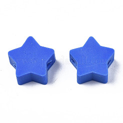 手作り樹脂粘土ビーズ  スター  ブルー  8.5~9x9~9.5x4~5mm  穴：1.6mm&nbsp;CLAY-N011-46A-02