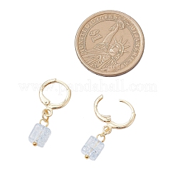 真鍮クラックルガラスフープピアス6組  正方形  ミックスカラー  28.5x6.5mm&nbsp;EJEW-JE06616