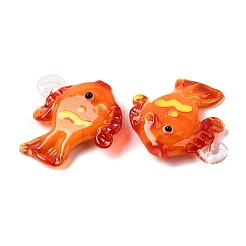 手作りランプワークペンダント  熱帯魚チャーム  オレンジ  30~33x29~31x10~12mm  穴：3~4mm&nbsp;LAMP-B035-01B-15