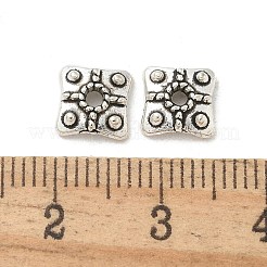 チベット風合金ビーズキャップ  カドミウムフリー＆鉛フリー  アンティークシルバー  7x7x2mm  穴：1.5mm  約3225個/1000g&nbsp;TIBE-P003-74AS