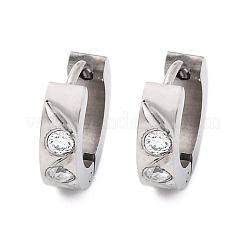 304ステンレススチール、キュービックジルコニア研磨効果フープピアス  ステンレス鋼色  13.5x4mm&nbsp;EJEW-M001-26P