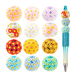 12 個 12 色不透明アクリルビーズ  花の丸  ミックスカラー  17.5~18.5x18mm  穴：2.3mm  1pc /カラー&nbsp;KY-PH0001-99