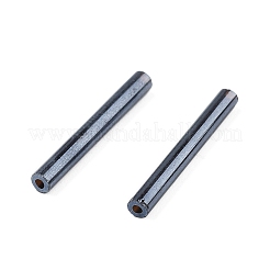 ガラス竹ビーズ  ヘマタイトメッキ  20x2~2.5mm  穴：0.5mm  約2000~2500個/袋&nbsp;SEED-R028-2x20-A01