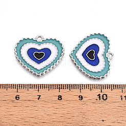 合金エナメルチャーム  プラチナ  カドミウムフリー＆鉛フリー  ハートチャーム  ダークブルー  22x24.8x1.5mm  穴：1.6mm&nbsp;ENAM-T020-104C