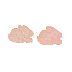 ツートン透明スプレー塗装ガラスビーズ  兎  桃パフ  14.5x19x3.5mm  穴：1mm&nbsp;GLAA-Q092-03-C08
