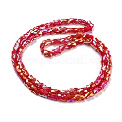 AB色ガラスビーズ連売りメッキ  多面的な竹の棒  レッド  8x6x4~4.5mm  穴：1.2mm  約68~70個/連  20.86~21.65インチ（53~55cm）&nbsp;EGLA-P051-06B-B06