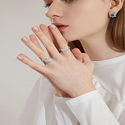 合金製指輪セット 1袋  プラチナ  内径：16~18mm  4個/袋&nbsp;RJEW-LP0004-32P