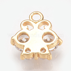 真鍮キュービックジルコニアチャーム  蝶  ニッケルフリー  18KGP本金メッキ  13x13x4mm  穴：2mm&nbsp;ZIRC-Q002-107G