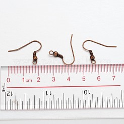 ピアスジュエリーパーツ赤い銅鉄ピアスフック  水平ループ付き  ニッケルフリー  17~19x0.8mm  穴：2mm  ピン：0.6mm&nbsp;X-E135-NFR