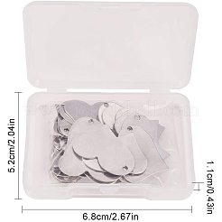 304ステンレスペンダント  空白タグのスタンプ  ハート  ステンレス鋼色  21x26x0.8mm  穴：2mm  30個/箱&nbsp;STAS-PH0018-70P