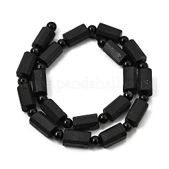 天然ブラックトルマリンビーズ連売り  コラム  多面カット  シードビーズで  13~15x8~8.5x8~8.5mm  穴：1.2mm  約19個/連  15.35''（39センチメートル）&nbsp;GG-CBA2D5B-A01-8x12mm