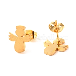 イオンプレーティング（IP）304ステンレススチールスタッドピアス  天使  ゴールドカラー  11.5x11mm  ピン：0.8mm&nbsp;EJEW-C001-01G