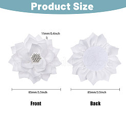 ラインストーンのアクセサリーが付いたフラワーシフォン生地  靴用  帽子とか服とか  ホワイト  70~90x11mm&nbsp;FIND-WH0159-97