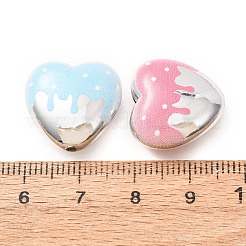プリントされたアクリルビーズをメッキ加工  溶ける心  ミックスカラー  17x18x8.5mm  穴：1.9mm&nbsp;AC-CBACACC-15