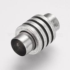 304ステンレススチール製マグネット留め具、接着端付き  コラム  アンティークシルバー  16x10mm  穴：6mm&nbsp;STAS-F124-01AS