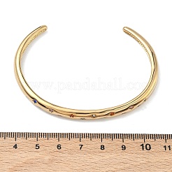 女性用304ステンレススチールラインストーンカフバングル  スター  18KGP本金メッキ  イオンプレーティング（ip）  長持ちメッキ  カラフル  内径：1.89インチ（4.8cm）x2.40インチ（6.1cm）&nbsp;BJEW-D456-03G-02