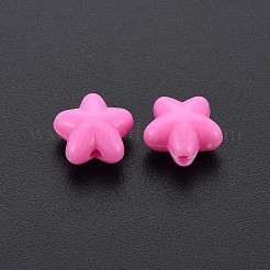 不透明なアクリルビーズ  スター  ショッキングピンク  10x10.5x6mm  穴：1.6mm  約1690個/500g&nbsp;LS-MACR-S373-26-A04