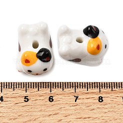 手作りの陶器ビーズ  猫の形  印刷  カラフル  21x16x17mm  穴：3mm&nbsp;PORC-Z009-02A
