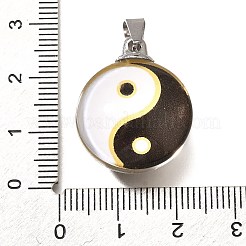 フラットラウンド201ステンレススチールアクリルパーツ  陰陽  24.5x19.5x12mm  穴：5.5x4mm&nbsp;STAS-U036-01P-12