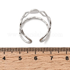 304ステンレス鋼リング部品  パッドリングセッティング  フラットラウンド  ステンレス鋼色  15.5mm  usサイズ8 1/2(18.5mm)  トレイのサイズ：4mm&nbsp;RJEW-P188-01C-P