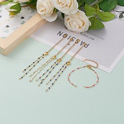 PVD真空メッキ304ステンレススチールリンクチェーンブレスレット製造  長持ちメッキ  エナメル  カニカン＆チェーンエクステンダー＆丸カン  ミックスカラー  ミックスカラー  6-3/8インチ（16.2cm）&nbsp;AJEW-JB00870
