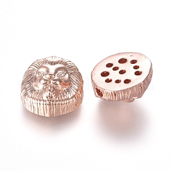 真鍮ビーズ  カドミウムフリー＆鉛フリー  ライオン  ローズゴールド本金メッキ  13x12x7mm  穴：1mm&nbsp;KK-O125-26RG