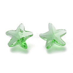 カット加工ガラスチャーム  ヒトデ  薄緑  14x15x7mm  穴：1.4mm&nbsp;GLAA-H101-A-01