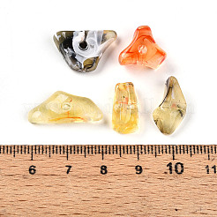 透明なアクリルビーズ  ナゲット  ツートン  ライトカーキ  11~21x7~12x6~8mm  穴：2mm  約769個/500g&nbsp;TACR-T028-37H