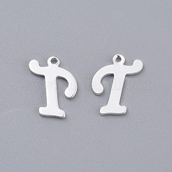 ステンレスペンダント201個  文字L  銀色のメッキ  文字.t  14x10x1mm  穴：1mm&nbsp;STAS-O098-03S-T
